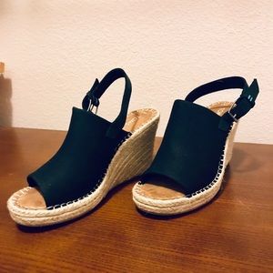 TOMS Black Oxford Monica Wedge